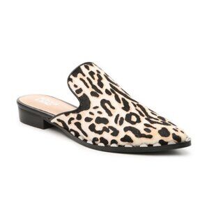 Bleecker & Bond | "Simone" Stylish Leather Leopard Calf Hair Mules | Size 9.5